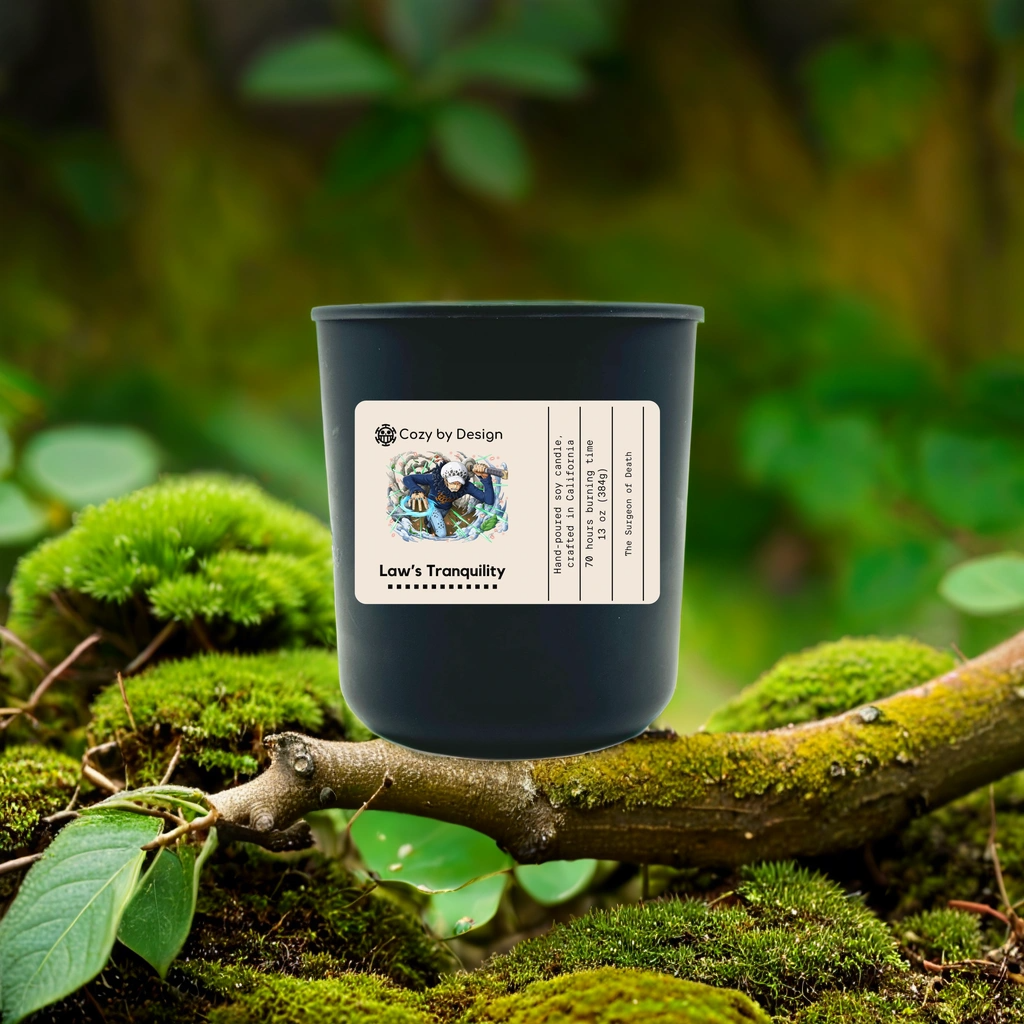 Law Inspired Anime Candle - Sea Salt & Amber Scented Candle - One Piece Gifts