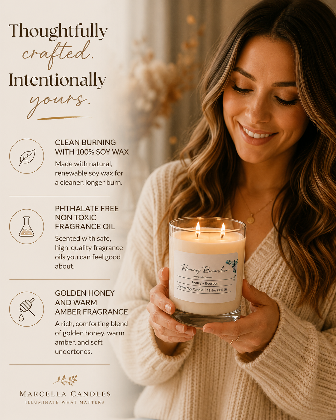 Honey Bourbon 13.5oz Soy Candle