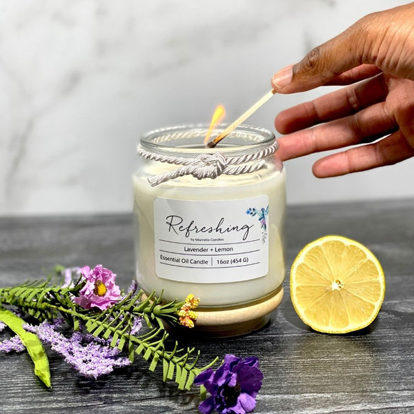 Lavender - Essential Oil Candles, Scented Soy Wax Candle