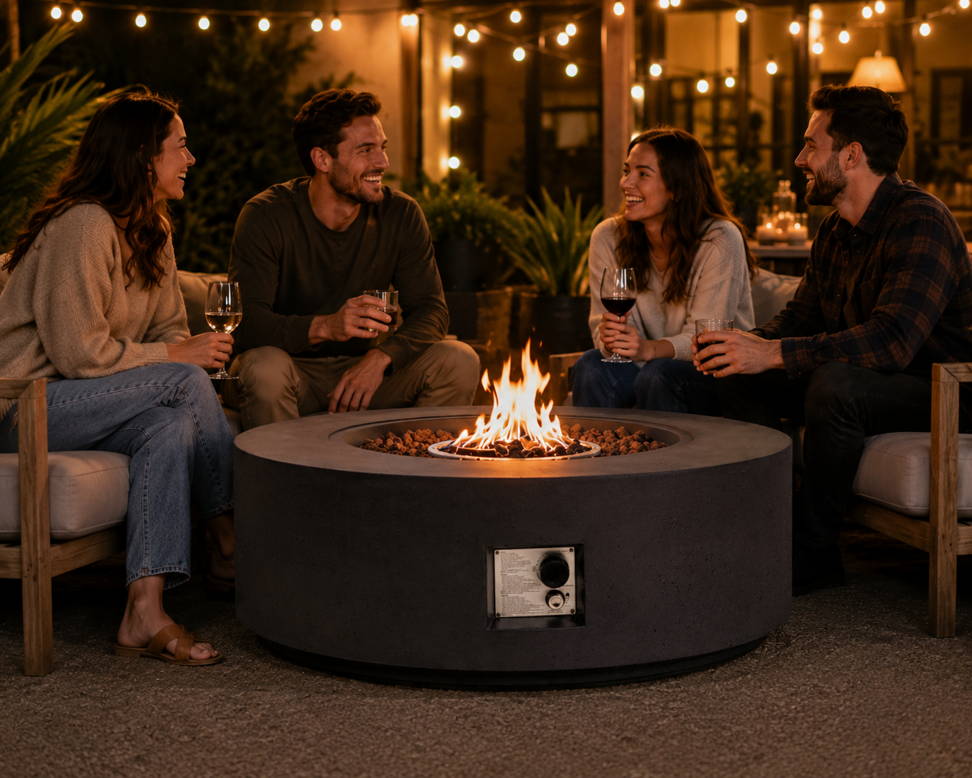 Propane Fire Pit Table – 40" Outdoor Patio Fire Pit with Lid