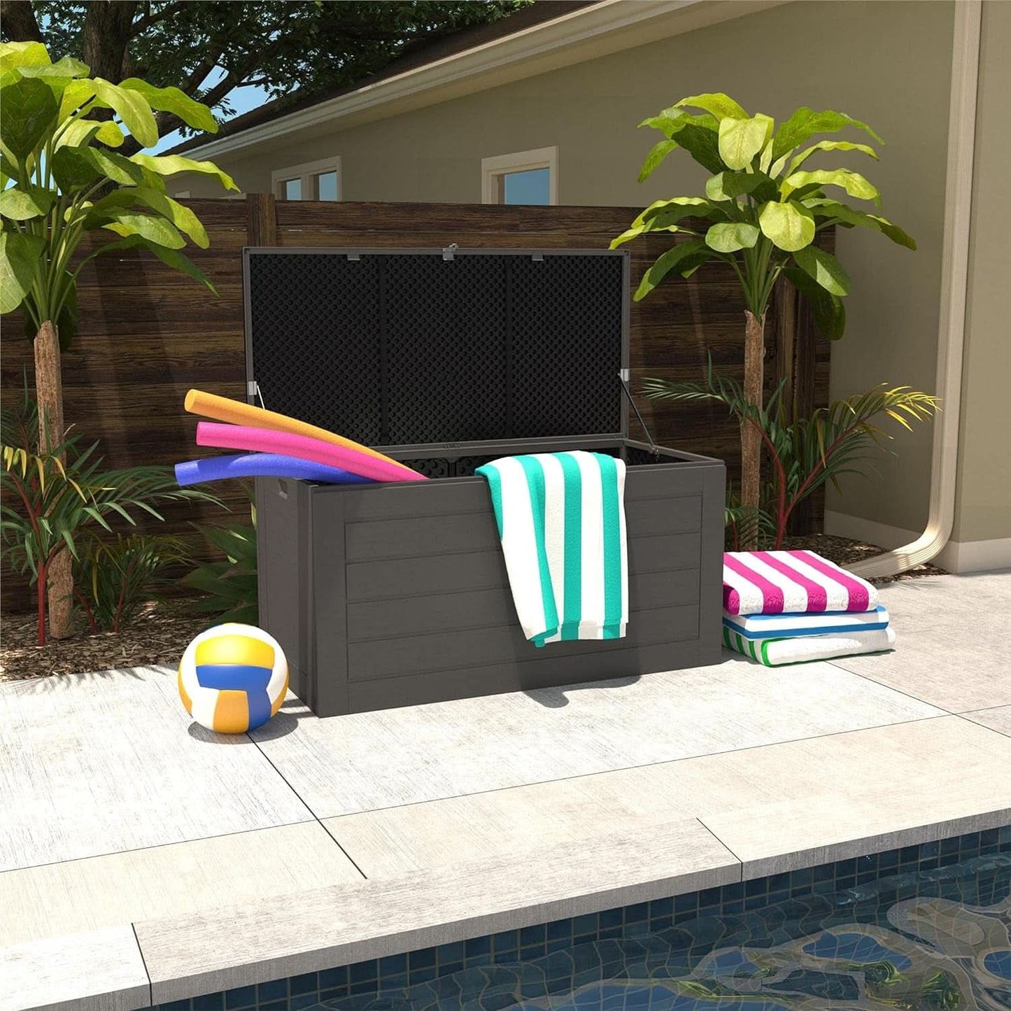 Outdoor Storage Box 180 Gallon – Large Waterproof Deck Box for Patio Furniture Cushions, Pool Supplies & Garden Tools