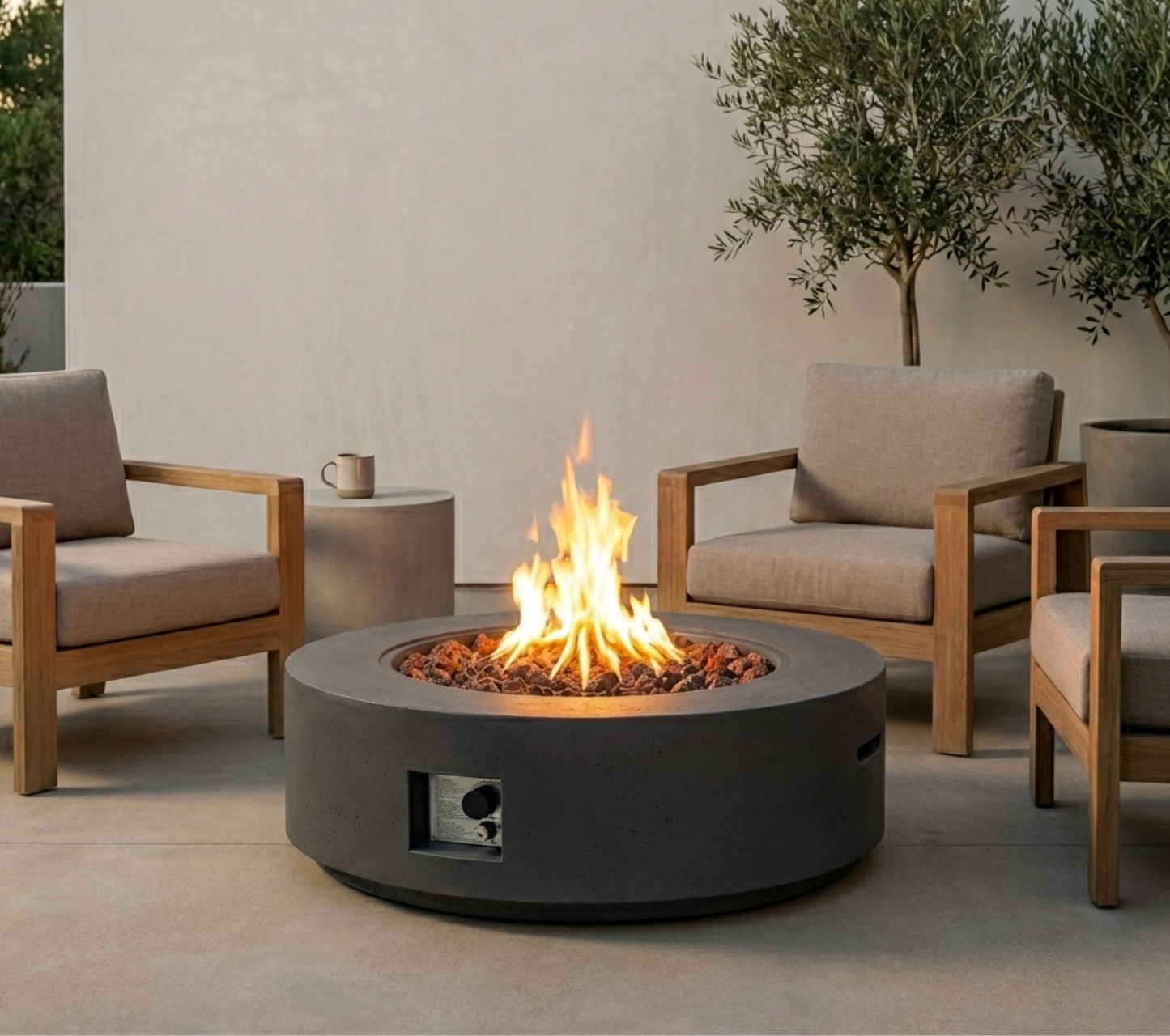 Propane Fire Pit Table – 40" Outdoor Patio Fire Pit with Lid