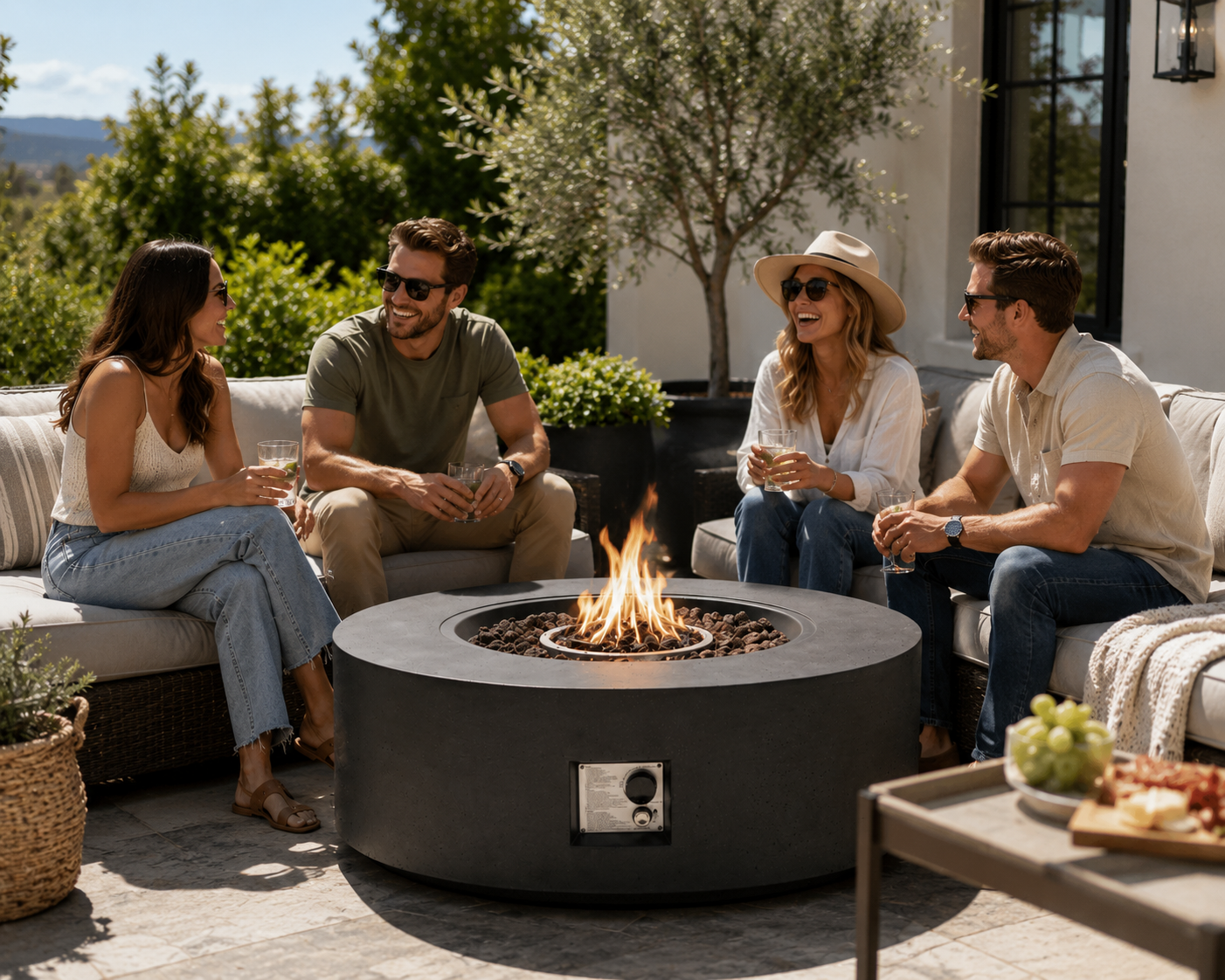 Propane Fire Pit Table – 40" Outdoor Patio Fire Pit with Lid