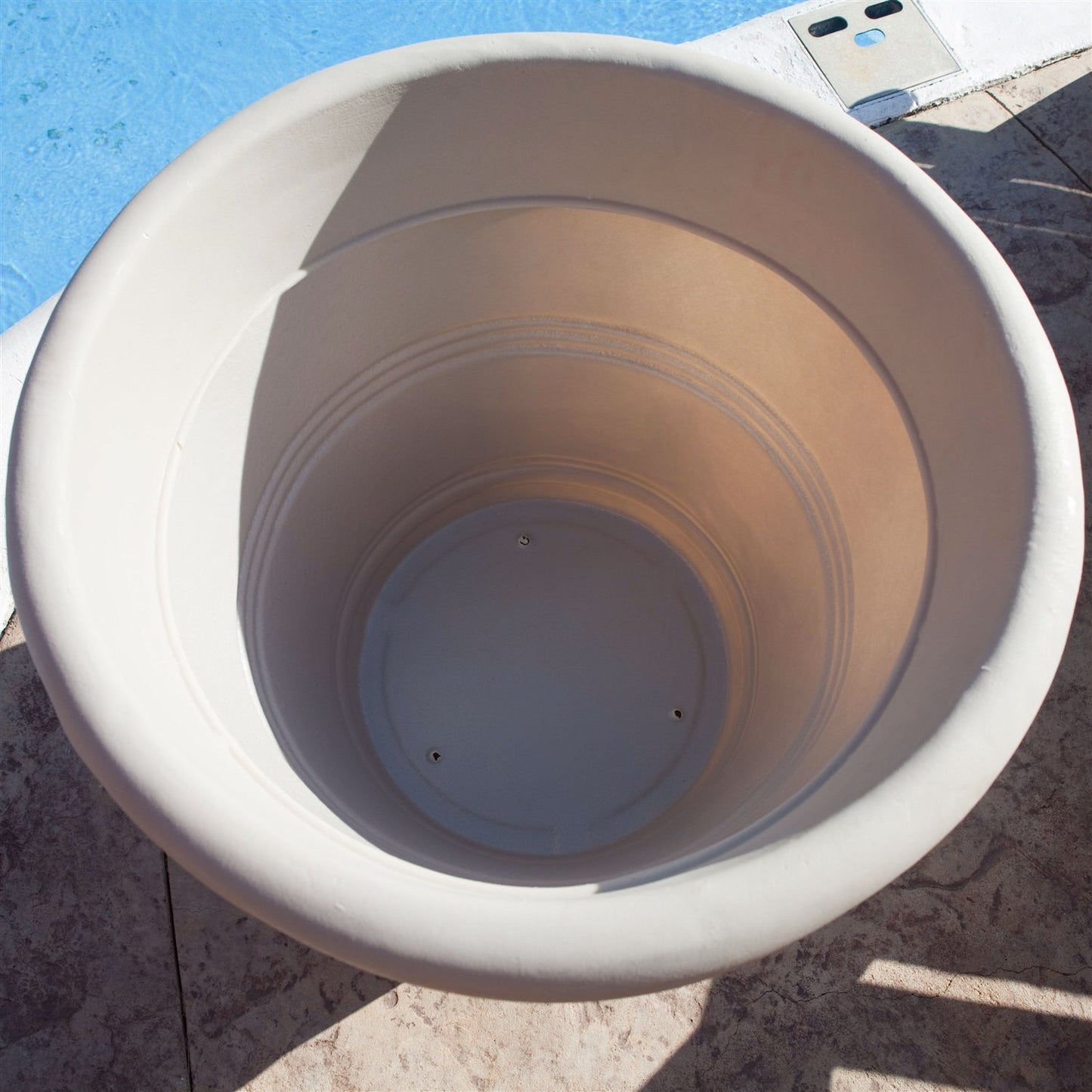 Outdoor Concrete Planter 26 Inch Round Weathered Resin Patio Pot for Garden Plants or Small Trees