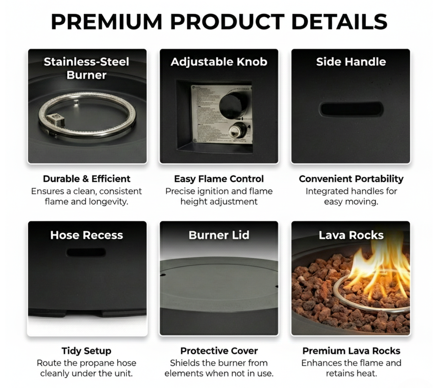 Propane Fire Pit Table – 40" Outdoor Patio Fire Pit with Lid