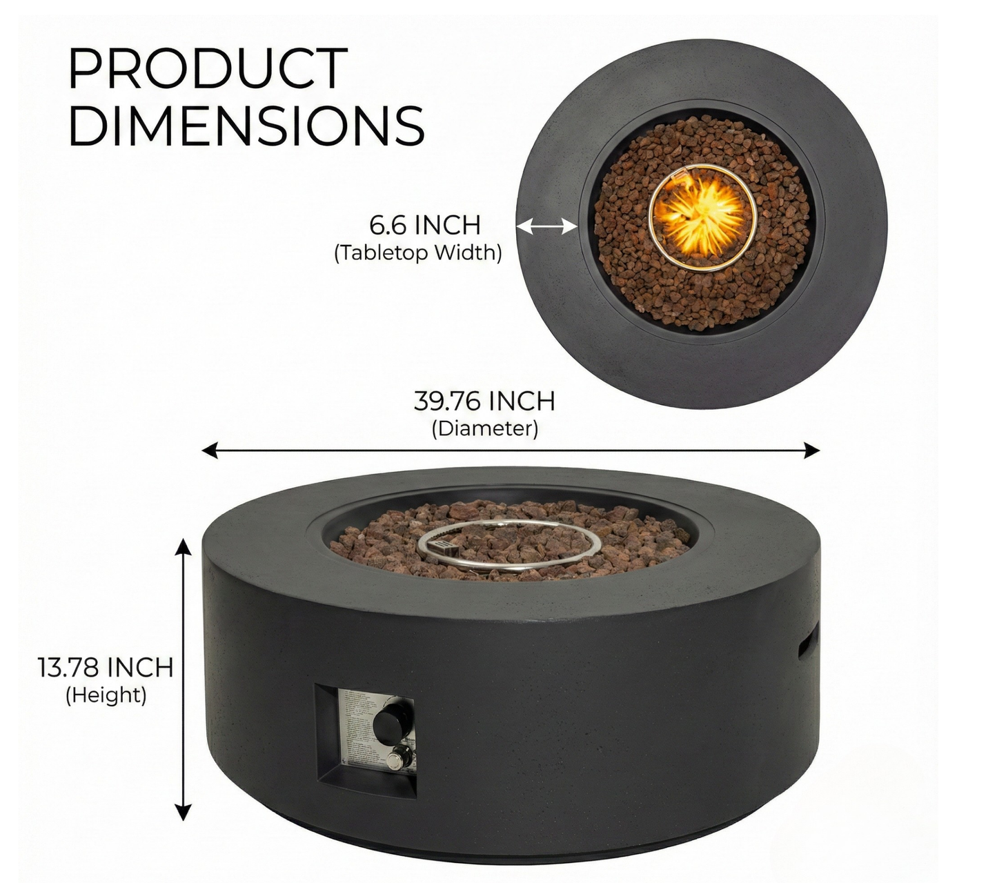 Propane Fire Pit Table – 40" Outdoor Patio Fire Pit with Lid