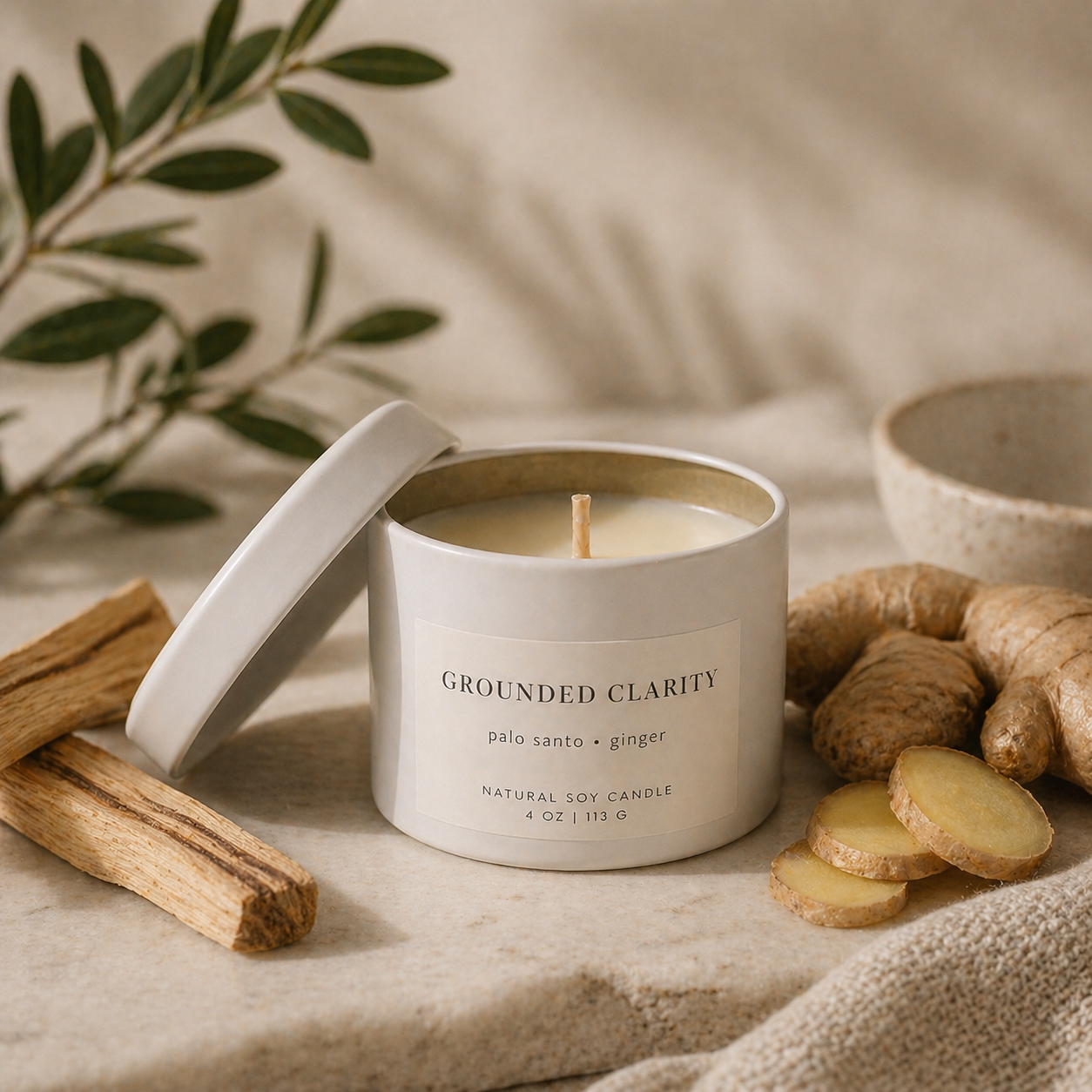 Grounded Clarity - Palo Santo & Ginger 4oz Candle