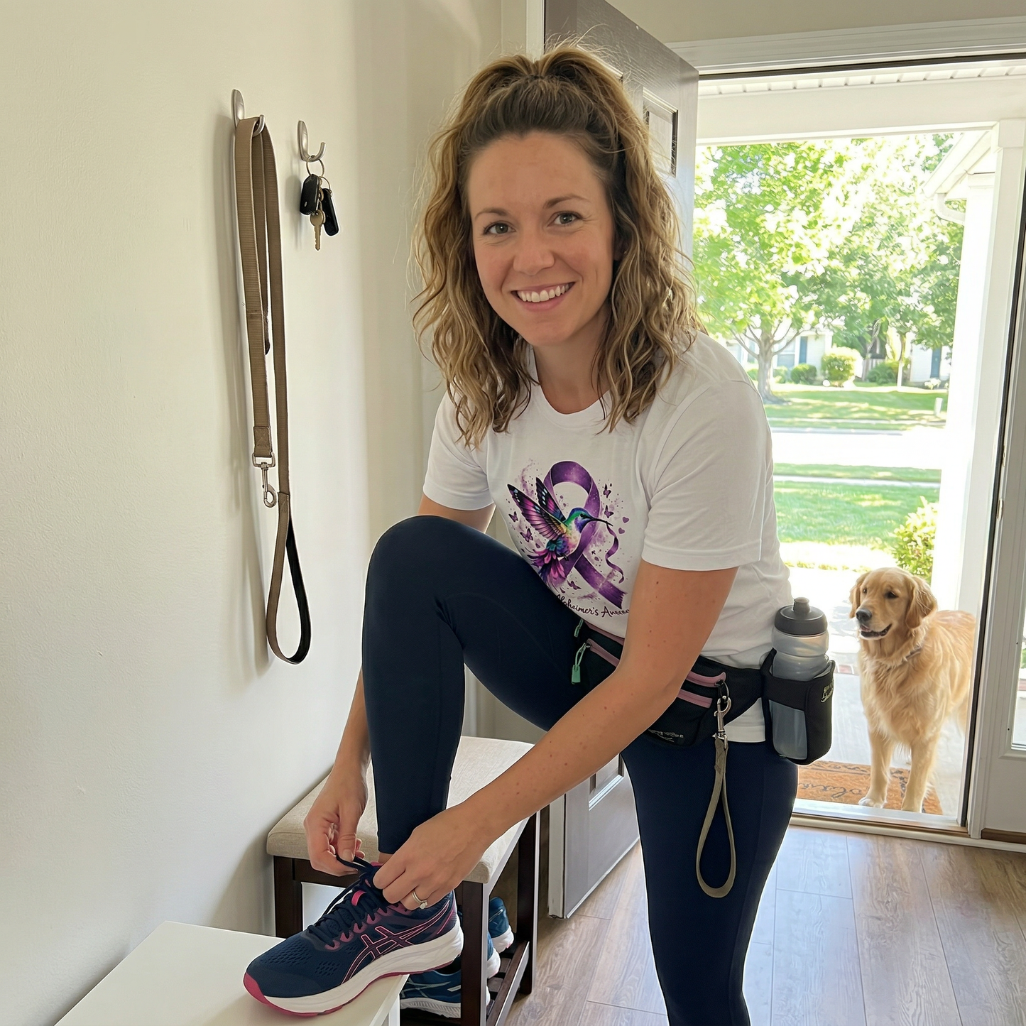 Alzheimer’s Awareness Shirt – Purple Ribbon Hummingbird Soft Cotton Blend T-Shirt