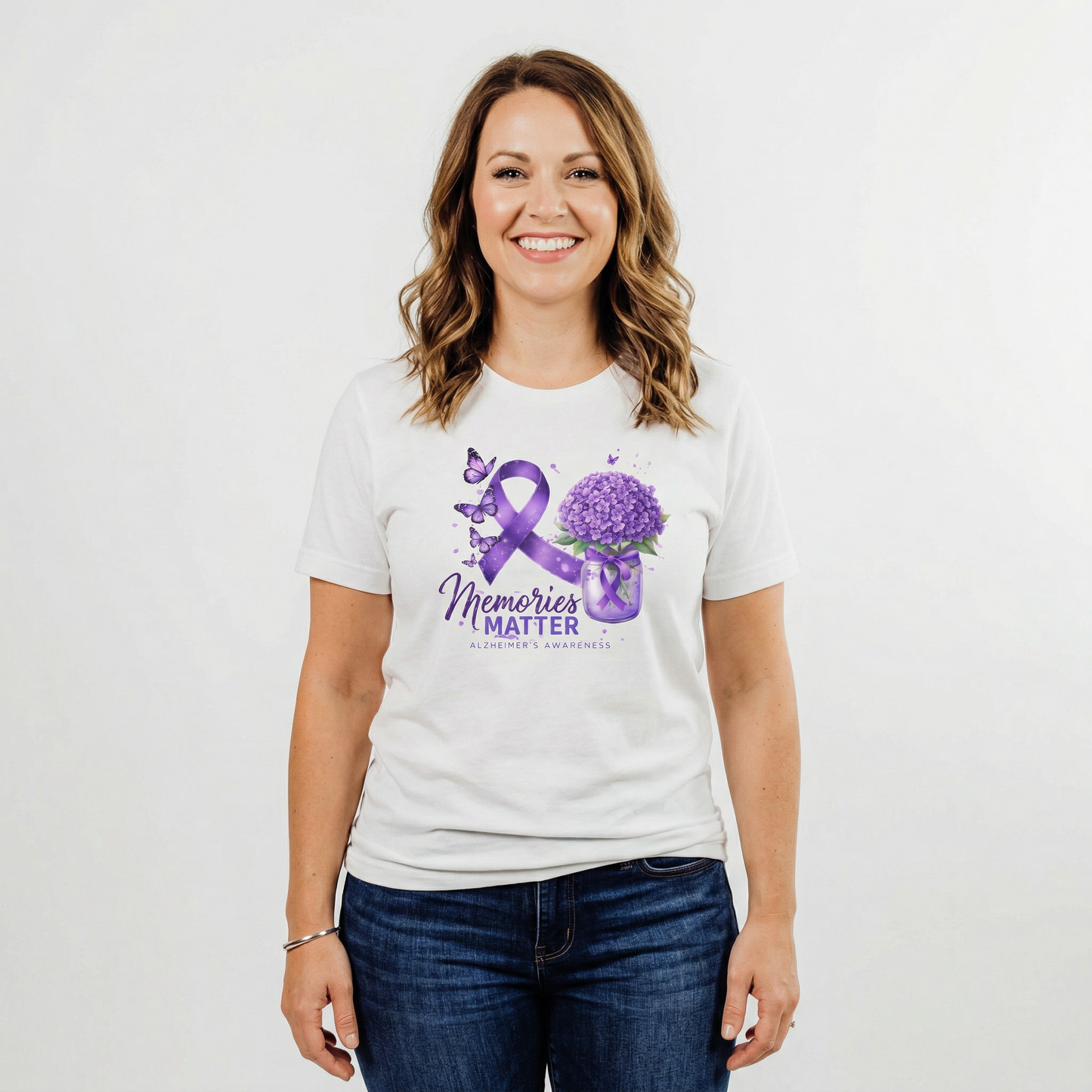 Alzheimer’s Awareness Shirt – Memories Matter Purple Ribbon Soft Cotton Blend Shirt