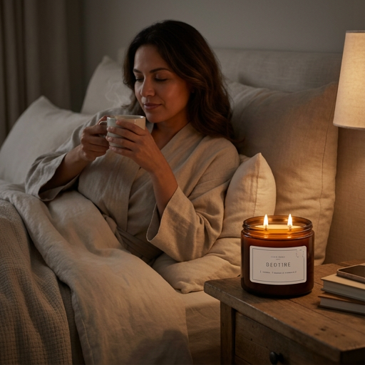 Bedtime Sleep Candle Gift Set – 12oz Lavender Chamomile Soy Candle + Gentle Reset Journal PDF for Stress Relief & Relaxation