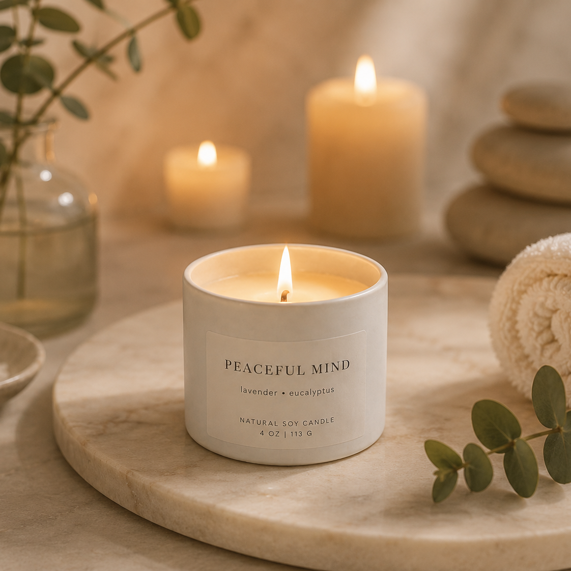 Peaceful Mind - Lavender & Eucalyptus 4oz Candle