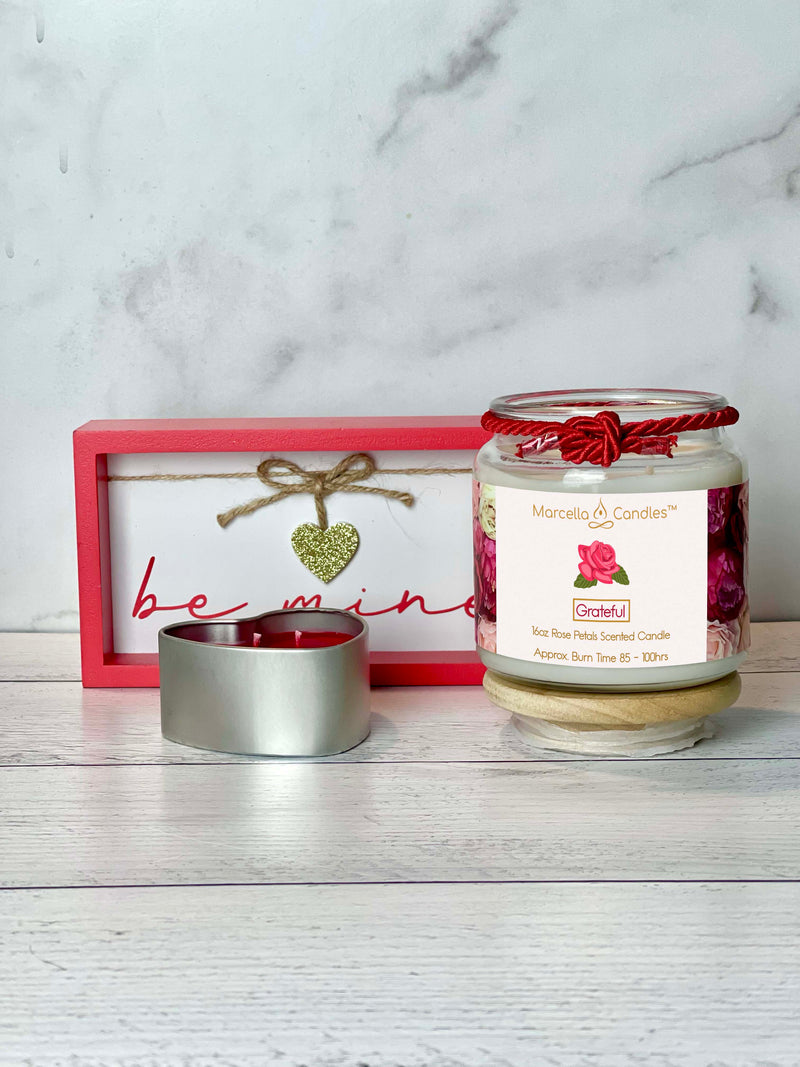 Candle Gift Set - 16oz Rose Petals Scented Candle