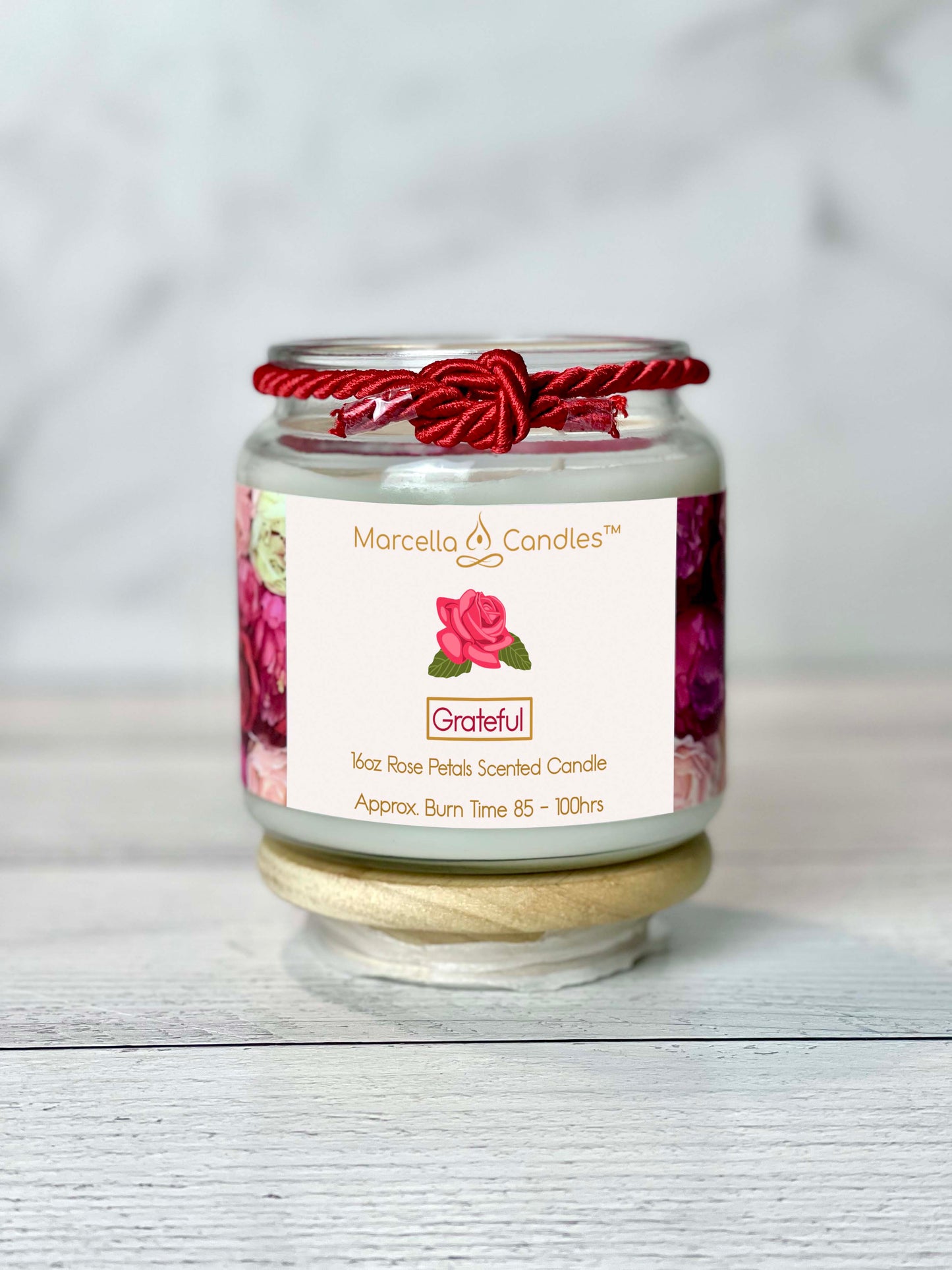 Candle Gift Set - 16oz Rose Petals Scented Candle