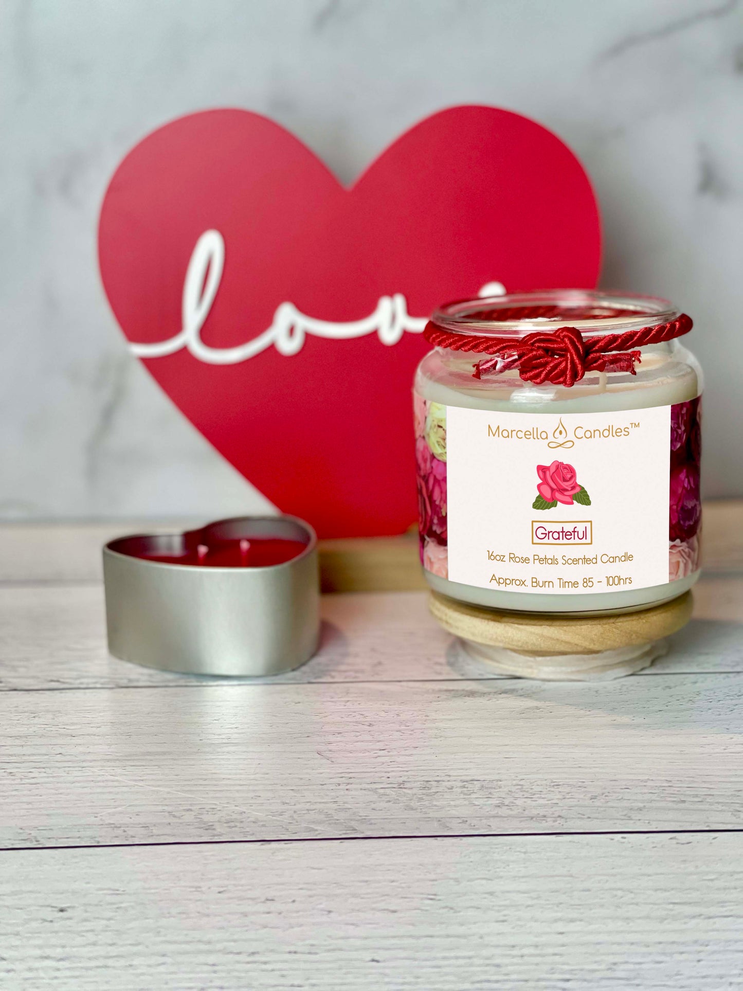 Candle Gift Set - 16oz Rose Petals Scented Candle