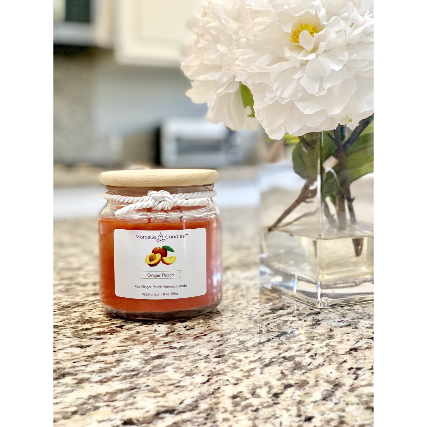 Ginger Peach Soy Candle - Marcella Candles